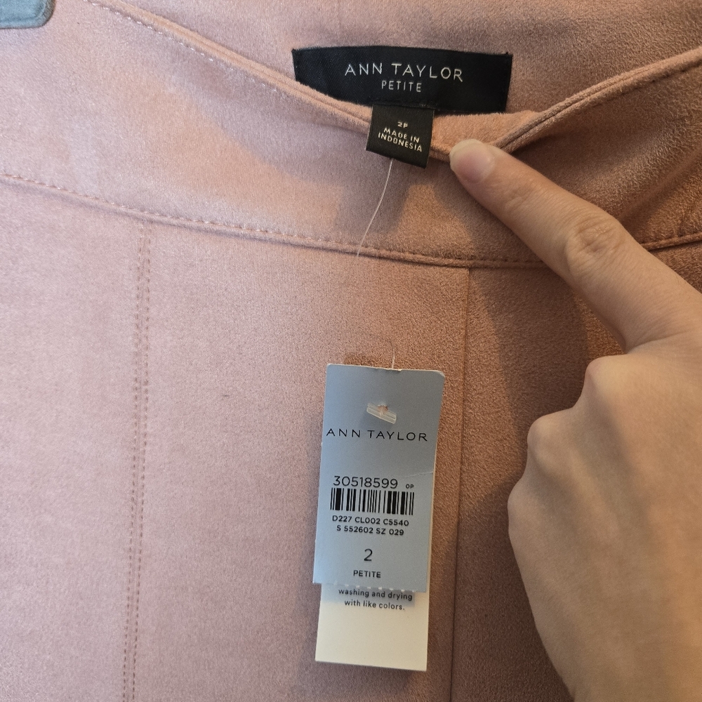 Ann Taylor Petite Blush Pink Faux Suede Size 2P NEW Cropped Straight Leg Pants - Picture 6 of 12